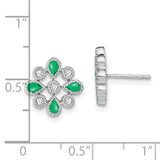 14k White Gold Emerald and Diamond Post Earrings-WBC-EM7218-EM-015-WA