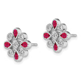 14k White Gold Ruby and Diamond Post Earrings-WBC-EM7218-RU-015-WA