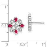 14k White Gold Ruby and Diamond Post Earrings-WBC-EM7218-RU-015-WA