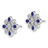 14k White Gold Sapphire and Diamond Post Earrings-WBC-EM7218-SA-015-WA