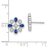 14k White Gold Sapphire and Diamond Post Earrings-WBC-EM7218-SA-015-WA