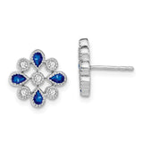 14k White Gold Sapphire and Diamond Post Earrings-WBC-EM7218-SA-015-WA