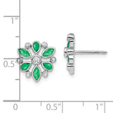 14k White Gold Emerald and Diamond Post Earrings-WBC-EM7219-EM-013-WA