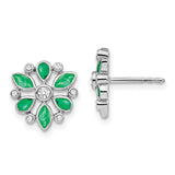 14k White Gold Emerald and Diamond Post Earrings-WBC-EM7219-EM-013-WA