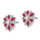 14k White Gold Ruby and Diamond Post Earrings-WBC-EM7219-RU-013-WA