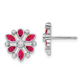 14k White Gold Ruby and Diamond Post Earrings-WBC-EM7219-RU-013-WA