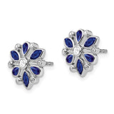 14k White Gold Sapphire and Diamond Post Earrings-WBC-EM7219-SA-013-WA