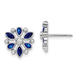 14k White Gold Sapphire and Diamond Post Earrings-WBC-EM7219-SA-013-WA