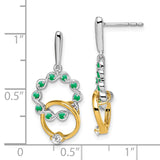 14k Two-tone Emerald and Diamond Earrings-WBC-EM7220-EM-012-WYA