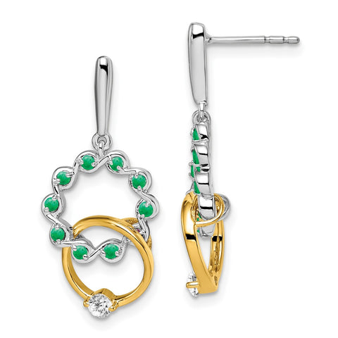 14k Two-tone Emerald and Diamond Earrings-WBC-EM7220-EM-012-WYA