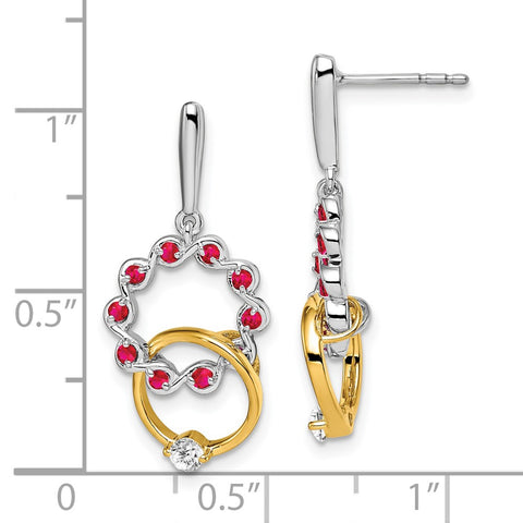 14k Two-tone Ruby and Diamond Earrings-WBC-EM7220-RU-012-WYA