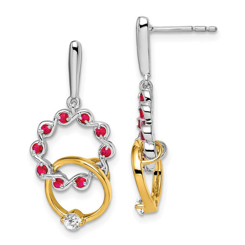 14k Two-tone Ruby and Diamond Earrings-WBC-EM7220-RU-012-WYA