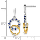 14k Two-tone Sapphire and Diamond Earrings-WBC-EM7220-SA-012-WYA