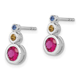 14k White Gold Ruby, Emerald and Sapphire Earrings-WBC-EM7221-RSE-W