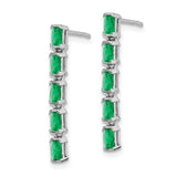 14k White Gold Emerald 5-stone Dangle Earrings-WBC-EM7224-EM-W