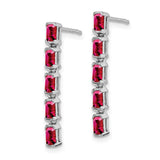 14k White Gold Ruby 5-stone Dangle Earrings-WBC-EM7224-RU-W