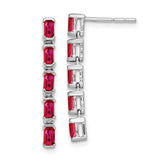 14k White Gold Ruby 5-stone Dangle Earrings-WBC-EM7224-RU-W