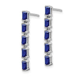 14k White Gold Sapphire 5-stone Dangle Earrings-WBC-EM7224-SA-W