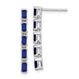 14k White Gold Sapphire 5-stone Dangle Earrings-WBC-EM7224-SA-W