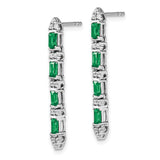 14k White Gold Emerald and Diamond 4-stone Dangle Earrings-WBC-EM7225-EM-020-WA