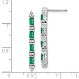 14k White Gold Emerald and Diamond 4-stone Dangle Earrings-WBC-EM7225-EM-020-WA