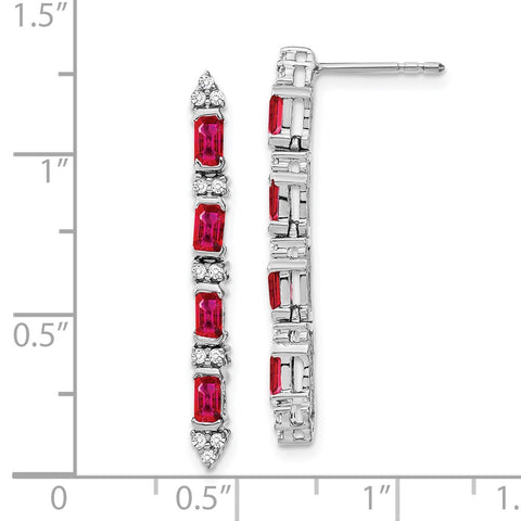 14k White Gold Ruby and Diamond 4-stone Dangle Earrings-WBC-EM7225-RU-020-WA