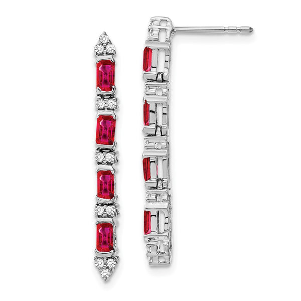 14k White Gold Ruby and Diamond 4-stone Dangle Earrings-WBC-EM7225-RU-020-WA