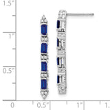 14k White Gold Sapphire and Diamond 4-stone Dangle Earrings-WBC-EM7225-SA-020-WA