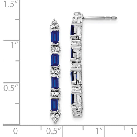 14k White Gold Sapphire and Diamond 4-stone Dangle Earrings-WBC-EM7225-SA-020-WA