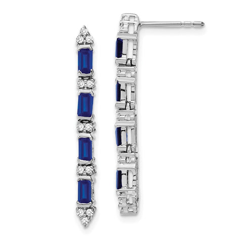 14k White Gold Sapphire and Diamond 4-stone Dangle Earrings-WBC-EM7225-SA-020-WA