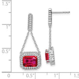 14k White Gold Created Ruby and Diamond Dangle Earrings-WBC-EM7227-RU-033-WA