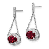 14k White Gold Oval Created Ruby and Diamond Dangle Earrings-WBC-EM7228-RU-033-WA