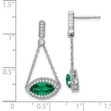 14k White Gold Marquise Created Emerald and Diamond Earrings-WBC-EM7229-EM-033-WA