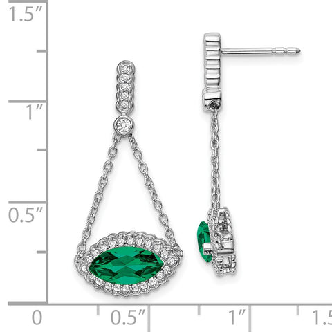 14k White Gold Marquise Created Emerald and Diamond Earrings-WBC-EM7229-EM-033-WA