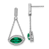 14k White Gold Marquise Created Emerald and Diamond Earrings-WBC-EM7229-EM-033-WA