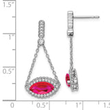 14k White Gold Marquise Created Ruby and Diamond Earrings-WBC-EM7229-RU-033-WA