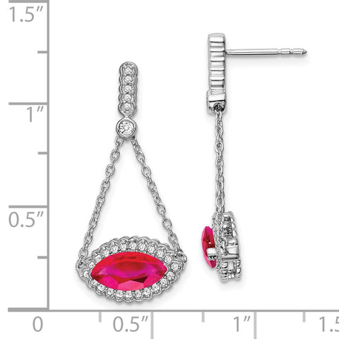 14k White Gold Marquise Created Ruby and Diamond Earrings-WBC-EM7229-RU-033-WA