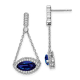 14k White Gold Marquise Created Sapphire and Diamond Earrings-WBC-EM7229-SA-033-WA