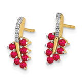 14k Ruby and Diamond Leaf Earrings-WBC-EM7248-RU-006-YA