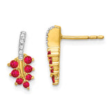 14k Ruby and Diamond Leaf Earrings-WBC-EM7248-RU-006-YA