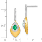 14k Two-tone Emerald and Diamond Dangle Earrings-WBC-EM7250-EM-025-YWA