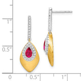 14k Two-tone Ruby and Diamond Dangle Earrings-WBC-EM7250-RU-025-YWA