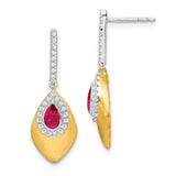 14k Two-tone Ruby and Diamond Dangle Earrings-WBC-EM7250-RU-025-YWA