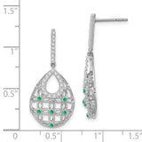 14k White Gold Emerald and Diamond Dangle Earrings-WBC-EM7251-EM-033-WA