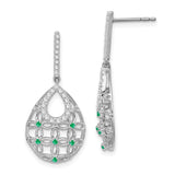 14k White Gold Emerald and Diamond Dangle Earrings-WBC-EM7251-EM-033-WA