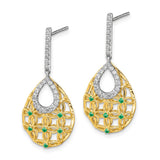 14k Emerald and Diamond Dangle Earrings-WBC-EM7251-EM-033-YA