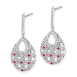 14k White Gold Ruby and Diamond Dangle Earrings-WBC-EM7251-RU-033-WA