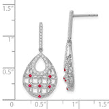 14k White Gold Ruby and Diamond Dangle Earrings-WBC-EM7251-RU-033-WA