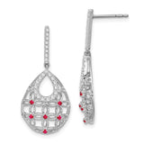 14k White Gold Ruby and Diamond Dangle Earrings-WBC-EM7251-RU-033-WA