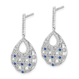 14k White Gold Sapphire and Diamond Dangle Earrings-WBC-EM7251-SA-033-WA